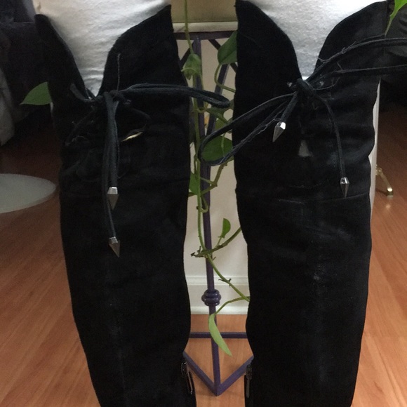 Black Suede Sam Edelman Thigh High Boots - Picture 3 of 10